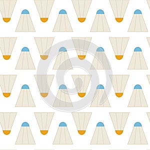 Flat Vector Seamless Pattern Sport Badminton Shuttlecocks