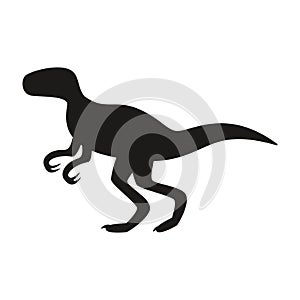 Flat vector silhouette illustration of velociraptor dinosaur.