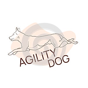 Flat vector silhouette of jumping dog for agility club logo design