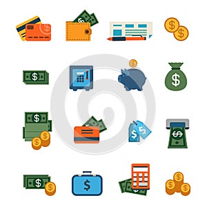 Flat vector site interface icon: finance, banking, dollar, money