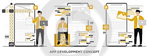 Flat vector software app development programming languages css html it ui programmer concept