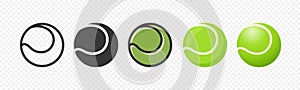 Flat Vector Tennis Ball Icon Set. Tennis Ball Design Template, Clipart for Sports Concepts, Competition Promotions