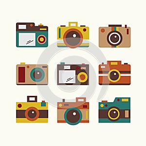 Flat vintage cute camera icon design
