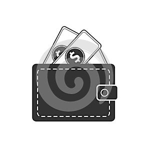 Flat wallet icon isolated on whie background  vector illustration.