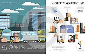 Flat Warehouse Logistics Concept