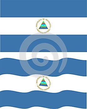 Flat and waving Nicaragua Flag. Vector