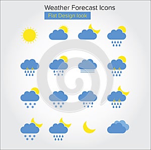 Flat Weather Forecast Icons