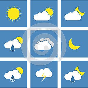 Flat Weather Forecast Icons