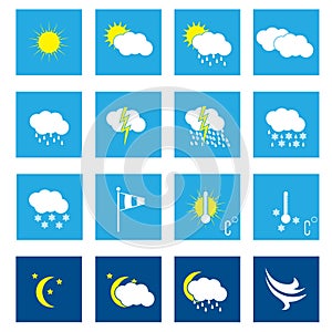 Flat weather icon set of 16