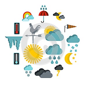 Weather icons set, flat style