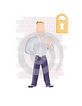 Flat web concept of Security guard or bouncer. Light minimal modern composition photo
