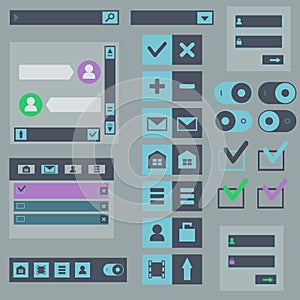 Flat Web Design elements, buttons, icons