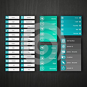 Flat Web Design elements, buttons, icons. Templates for website.