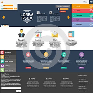 Flat Web Design elements. Templates for website.