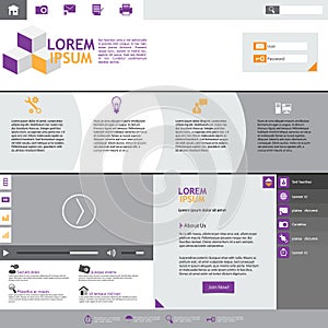 Flat Web Design elements. Templates for website.