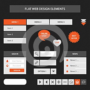 Flat web design elements