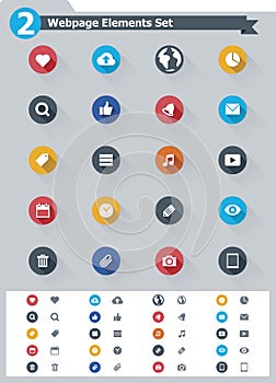 Flat webpage elements icon set