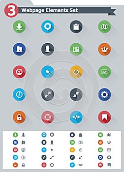 Flat webpage elements icon set