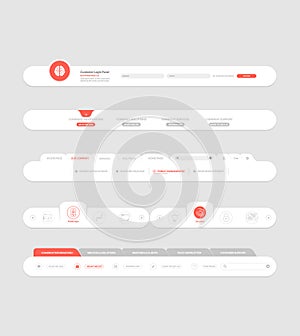Flat website navigation elements with banners and concept icons