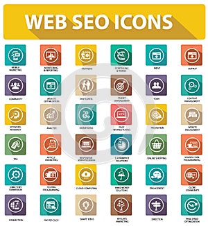 Flat Website seo icons,colorful version