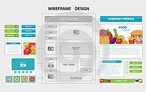 Flat website wireframe template