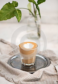 Flat white coffee drink for ideal breakfast