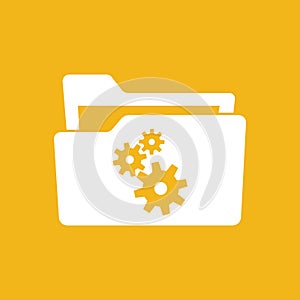 flat white folder with gear icon