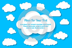 flat white paper cloud collection with place for your text on bl