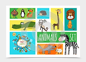 Flat Wild Cute Animals Collection