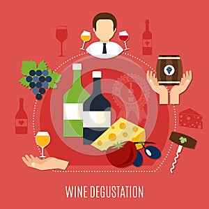 Flat Wine Degustation Concept photo
