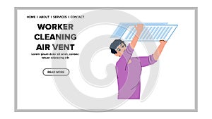 flat worker cleaning air vent vector