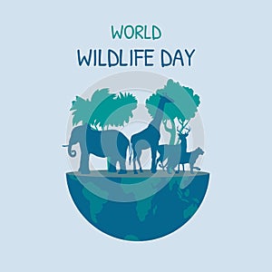 Flat world wildlife day illustration