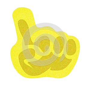 Flat yellow sticky note isolated, with hand shape