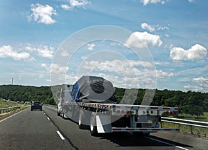 Flatbed Semi Truck with Freight photo