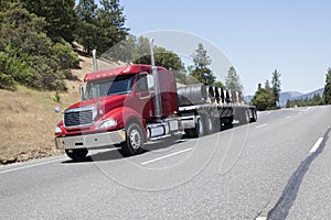 Flatbed Semi Truck Hauling Wire Cargo