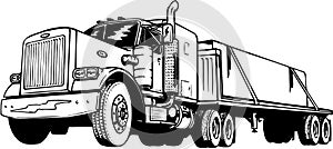 Flatbed Tractor Trailer Illustration