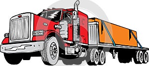 Flatbed Tractor Trailer Illustration