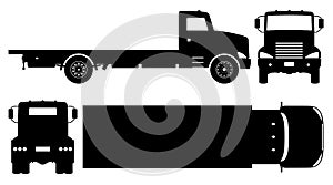 Flatbed truck black icons vector illustration