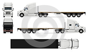 Flatbed truck realistic vector illustration