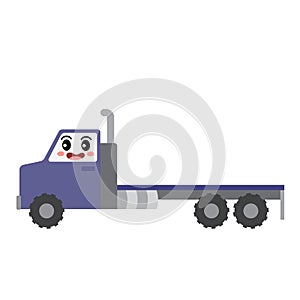 Flatbed Truck transportation cartoon character side view vector illustration