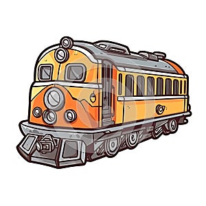 Flatcar In Cartoon Style Stiker On White Background On Isolated Transparent Background, Png, Logo. Generative AI