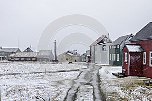 Blizzard in Flatey village