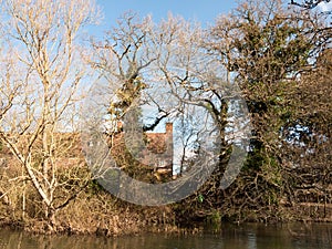 flatford mill house spring from across the lake on side river stour constable country close up