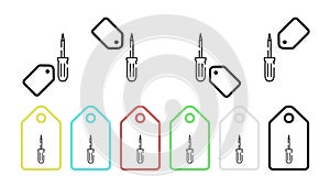 Flathead screwdriver vector icon in tag set illustration for ui and ux, website or mobile application