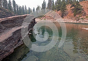 Flathead and Spotted Bear Rivers meeting point in the Bob Marshall wilderness area during the 2017 fall fires in Montana USA