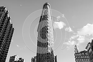 Flatiron Building - one of the first skyscrapers - New York City USA - BW