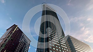 The Flatiron residential and office skyscraper against blue sky in The Hague