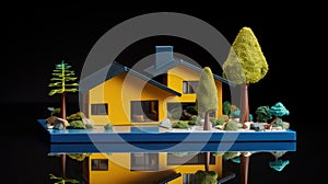 flatroof toy house isolated photo