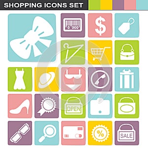 Flatten design shopping icons set