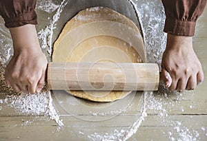 Flattening a dough food photography recipe idea